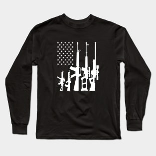 Gun - Guns in american flag Long Sleeve T-Shirt